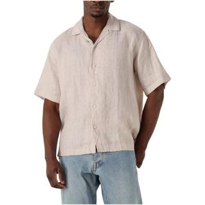 Selected Homme - Slhregkylian SS Shirt - Overhemd - Beige - Korte Mouwen - Luchtige Stof