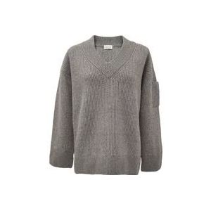 Moncler Grijze Glitter Pullover met V-Hals , Gray , Dames , Maat: XS