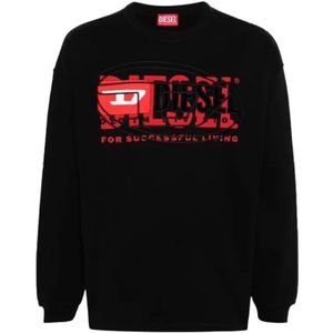 Diesel, Heren, Sweatshirts & Hoodies, Zwart, Maat: L Katoen,