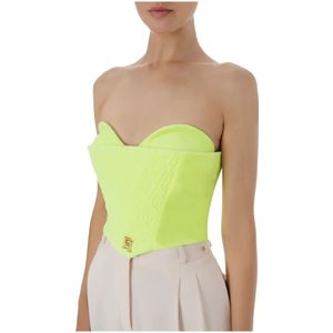 Elisabetta Franchi, Dames, Tops, Groen, Maat: XS Velours,
