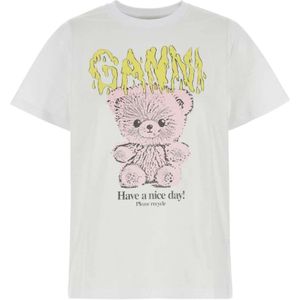 Ganni, Dames, Tops, Wit, Maat: 2XS Katoen,