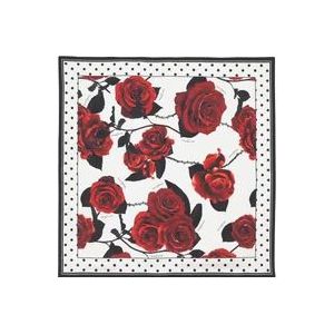 Balmain Rode rozen en polka dot bedrukte zijden sjaal , Red , Dames , Maat: ONE Size