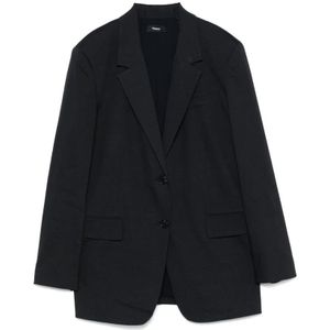 Theory, Dames, Jassen, Grijs, Maat: XL Linnen,