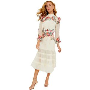 Saloni, Dames, Jurken, Wit, Maat: M Zijde,