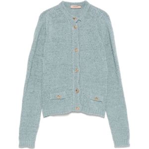 Twinset, Dames, Truien, Blauw, Maat: XS Leer,