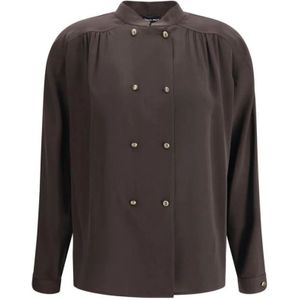 Giorgio Armani, Dames, Blouses & Shirts, Bruin, Maat: L Zijde,