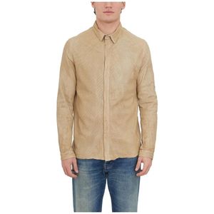 Giorgio Brato, Heren, Overhemden, Beige, Maat: XL