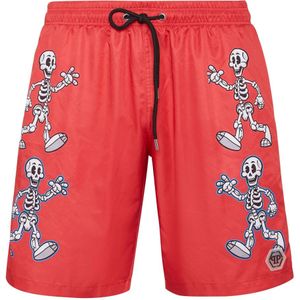 Philipp Plein, Heren, Badkleding, Rood, Maat: S Nylon,