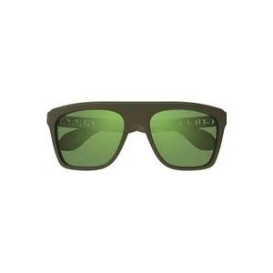Gucci Vierkante zonnebril groene flitslenzen , Green , Dames , Maat: 57 MM