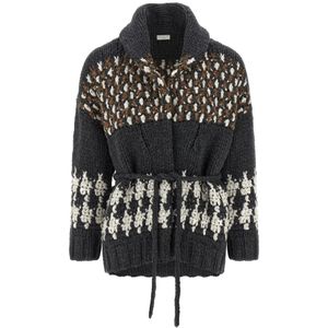 Brunello Cucinelli, Dames, Truien, Veelkleurig, Maat: S Leer,