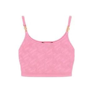 Versace Gebreide Mouwloze Crop Top , Pink , Dames , Maat: XS