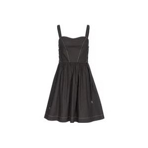 Pinko Korte Katoenen Poplin Jurk met Zijveters , Black , Dames , Maat: S