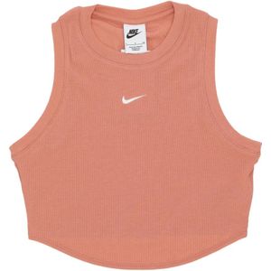 Nike Essential Rib Crop Tank Terra Blush , Orange , Dames , Maat: S