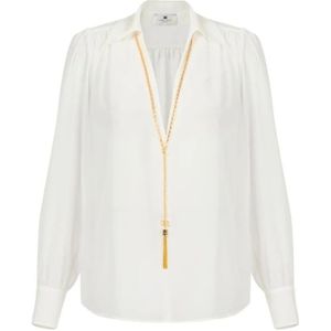 Elisabetta Franchi, Dames, Blouses & Shirts, Beige, Maat: XS Leer,