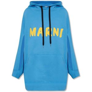 Marni - Hoodie - Blauw - 100% Katoen - Capuchon met Trekkoord