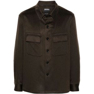 Zegna, Heren, Overhemden, Bruin, Maat: XL Kasjmier,