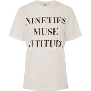 Elisabetta Franchi, Dames, Tops, Wit, Maat: XS Katoen,