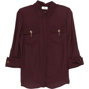 Elisabetta Franchi, Dames, Blouses & Shirts, Bruin, Maat: XL