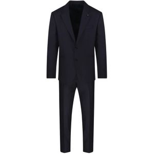 Lardini, Heren, Pakken, Blauw, Maat: M Tweed,