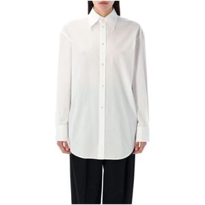 Saint Laurent, Dames, Blouses & Shirts, Wit, Maat: S Katoen,
