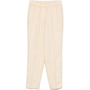 Peserico, Dames, Broeken, Beige, Maat: L Linnen,