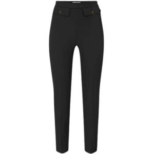 Elisabetta Franchi, Dames, Broeken, Zwart, Maat: L Leer,