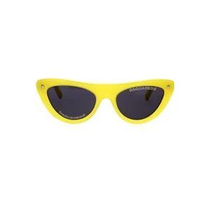 Dsquared2 Stoere Vintage Cat-Eye Zonnebril , Yellow , Dames , Maat: 55 MM