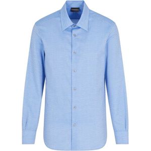 Emporio Armani, Heren, Overhemden, Blauw, Maat: S