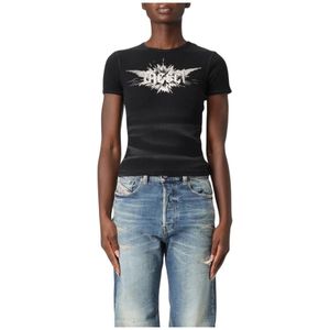 Diesel, Dames, Tops, Zwart, Maat: S