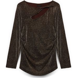 Fiorella Rubino, Dames, Blouses & Shirts, Bruin, Maat: XS Jersey,