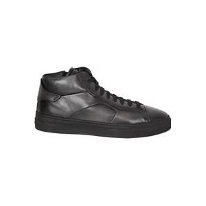 Santoni Hoge leren sneakers , Black , Heren , Maat: 40 EU