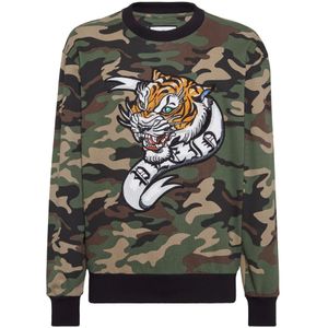 Philipp Plein, Heren, Sweatshirts & Hoodies, Groen, Maat: S Katoen,