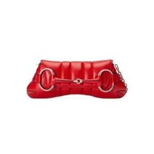 Gucci Rode Gewatteerde Horsebit Kettingtas , Red , Dames , Maat: ONE Size