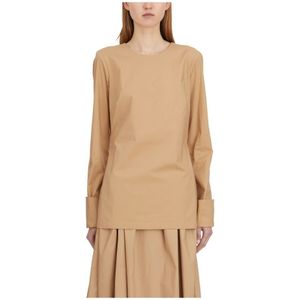 TheLatest, Dames, Blouses & Shirts, Beige, Maat: L Katoen,