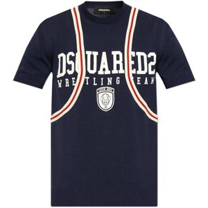 Dsquared2, Heren, Truien, Blauw, Maat: 2XL Katoen,