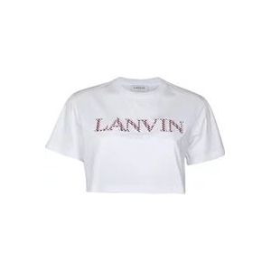 Lanvin Witte Katoenen T-shirt met Logo , White , Dames , Maat: S