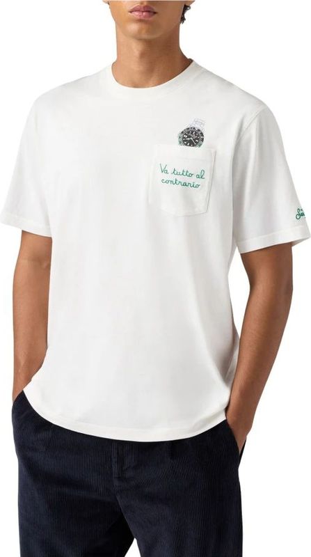 MC2 Saint Barthvoor mannen. CONR0001 T-shirt Cola marine (S), Casual, Katoen, Korte mouwen, Marineblauw