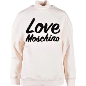 Love Moschino, Dames, Sweatshirts & Hoodies, Beige, Maat: XS Katoen,