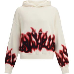 Palm Angels - Hoodie - Wit - Oversized - Katoen