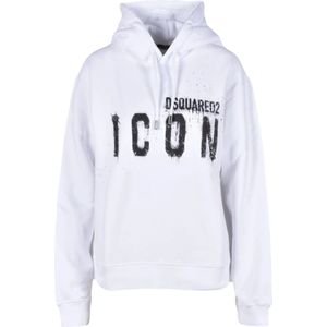Dsquared2, Dames, Sweatshirts & Hoodies, Wit, Maat: 2XS Katoen,