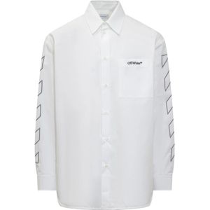 Off White, Heren, Overhemden, Wit, Maat: M
