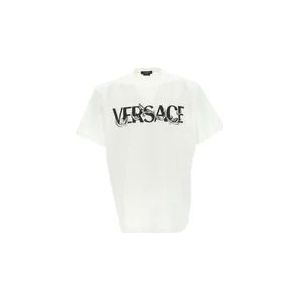 Versace Katoenen Jersey T-Shirt , White , Heren , Maat: XL