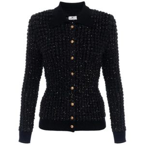 Elisabetta Franchi, Dames, Truien, Zwart, Maat: M Acryl,