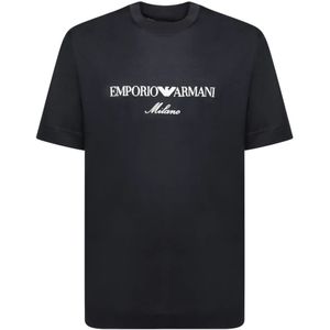 Emporio Armani, Heren, Tops, Blauw, Maat: M Katoen,