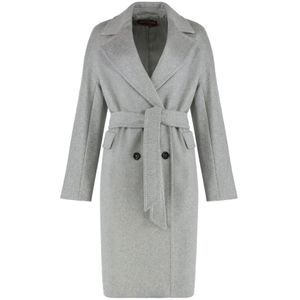 Max Mara Studio, Dames, Mantels, Grijs, Maat: 2XS Wol,