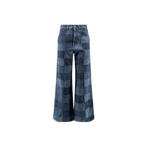 Chloé Patchwork Flared Jeans Blauw , Blue , Dames , Maat: XS
