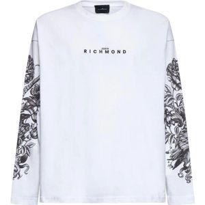 John Richmond, Heren, Sweatshirts & Hoodies, Wit, Maat: S Katoen,