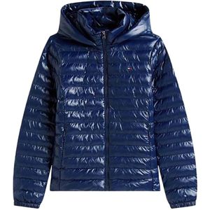 TOMMY HILFIGER - Korte Donsjas - Blauw - Met Kap - Lange Mouwen