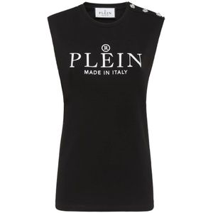 Philipp Plein, Dames, Tops, Zwart, Maat: XS Katoen,
