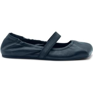 Vic Matié - Vierkante Gesloten Ballerina - Zwart - Kalfsnappa Leer - Antislip Zool